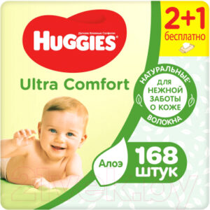 Влажные салфетки детские Huggies Ultra Comfort с Алоэ Вера и витамином Е